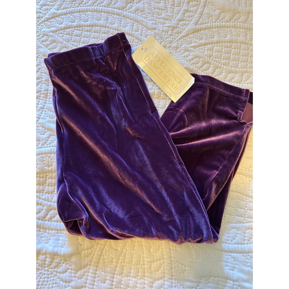 Affluence Dancewear Purple Velvet Crop Leggings Adult Petite NWT